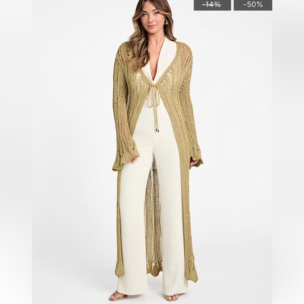 Marciano Olive 🫒 Lucky Lurex Net Duster Cardigan - Size S